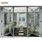 Puertas plegables de aluminio resistentes al agua, de corte térmico, de doble doble, puertas de acordeón de patio exterior
