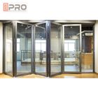 Las puertas plegables de aluminio comerciales insonoras doblan el plazo fácil de cristal que el doble plegable vertical de la puerta esmaltó plegable