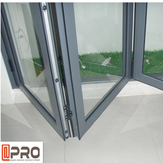 puerta plegable de aluminio del balcón, puertas exteriores de cristal plegables, puertas y ventanas plegables de aluminio esmaltadas doble