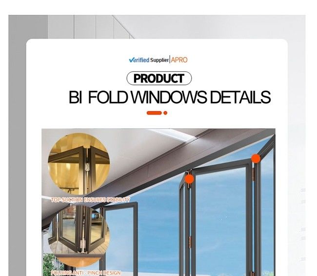 bisagra plegable de la ventana, ventana vertical plegable, ventana de aluminio del plegamiento del balcón