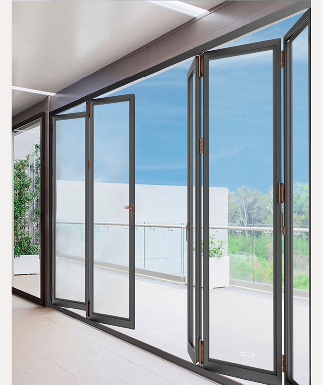 puertas plegables de cristal interiores, puerta plegable de aluminio del balcón, puertas exteriores de cristal plegables, diagrama de aplicaciones 2 de la escena