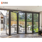 Prenda impermeable exterior modificada para requisitos particulares del sistema de la rotura de puente térmico de la puerta plegable del BI del patio del vidrio de aluminio