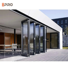 Puertas plegables de aluminio resistentes al agua, de corte térmico, de doble doble, puertas de acordeón de patio exterior